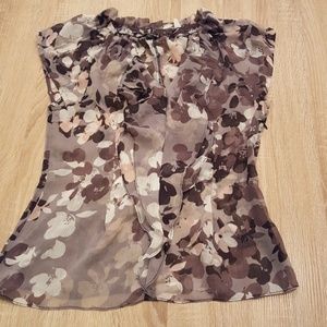 Express Floral Gray Sheer Blouse